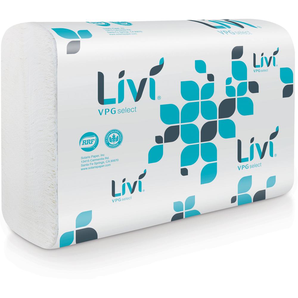 Livi 50861 - VPG Select Multifold Towel - 1 Ply - Multifold - 9.45" x 10.55" - White - Virgin Fiber - 220 Per Pack - 10 / Carton. Picture 1