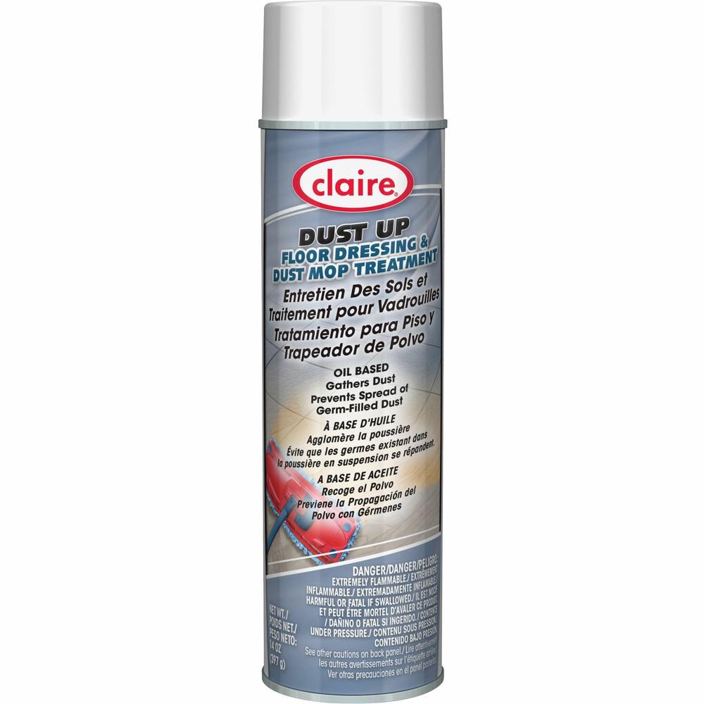 Claire Dust Up Dust Mop Treatment - 20 oz - Ready-To-Use - 20 fl oz (0.6 quart) - Pleasant Lemon Scent - 12 / Can - Pale Yellow. Picture 1