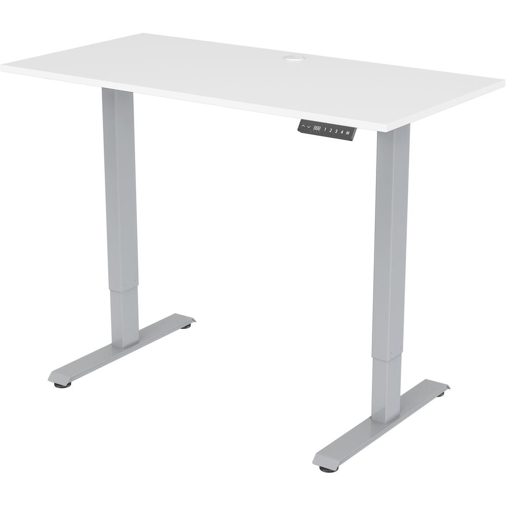 Lorell Height-Adjustable 2-Motor Desk - White Rectangle Top - Gray T-shaped Base - 48" Table Top Length x 24" Table Top Width x 0.70" Table Top Thickness - 47.20" Height - Assembly Required. Picture 1