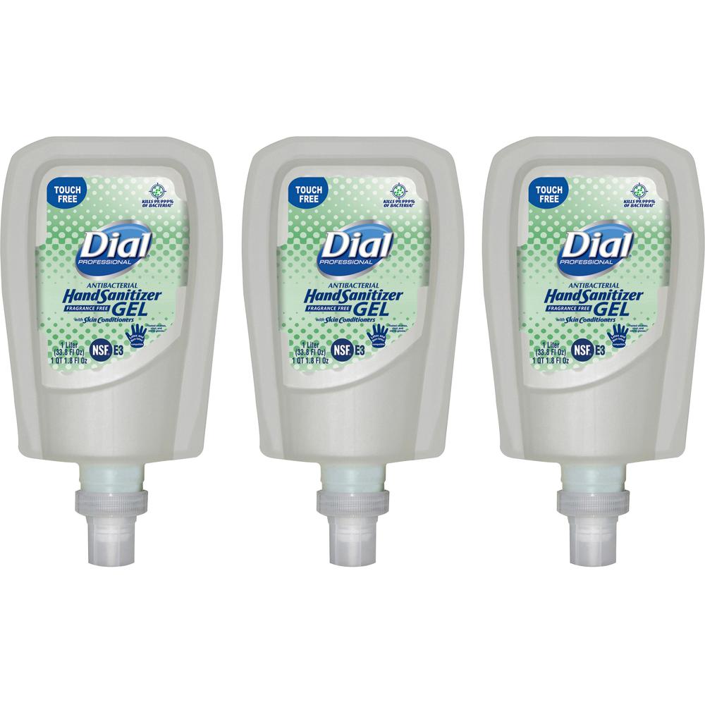 Dial Hand Sanitizer Gel Refill - Fragrance-free Scent - 33.8 fl oz (1000 mL) - Touchless Dispenser - Bacteria Remover - Healthcare, School, Office, Restaurant, Daycare, Hand - Clear - Dye-free, Drip R. Picture 1