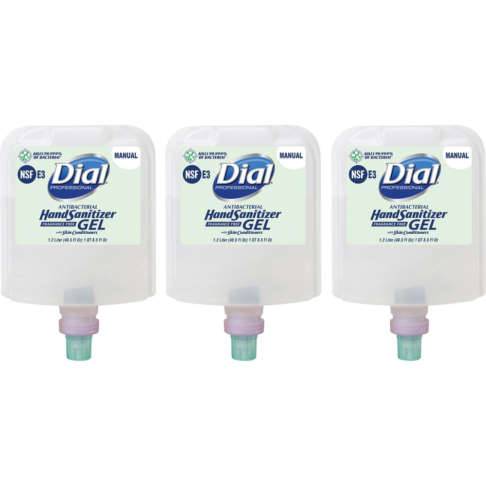 Dial Hand Sanitizer Gel Refill - 40.5 fl oz (1197.7 mL) - Bacteria Remover - Healthcare, Daycare, Office, School, Restaurant - Clear - Dye-free, Fragrance-free - 3 / Carton. Picture 1