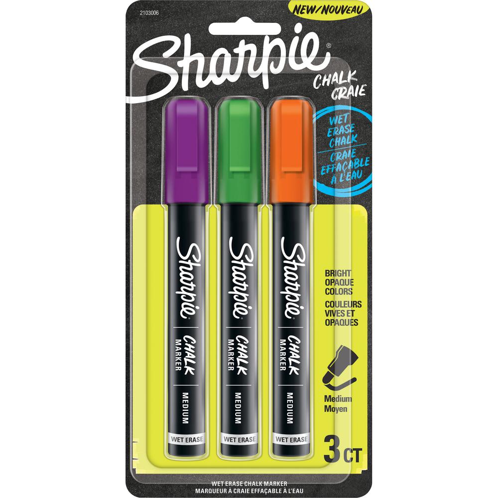 Sharpie Wet Erase Chalk Markers - Chalk-based Ink - Opaque Barrel - 3 / Pack. Picture 1
