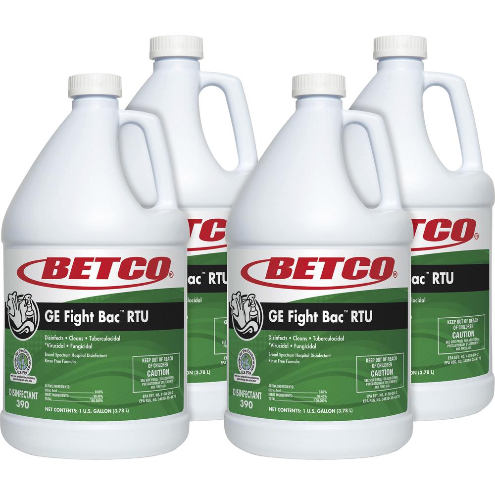 Betco Fight Bac RTU Disinfectant - Ready-To-Use - 128 fl oz (4 quart) - Fresh Scent - 4 / Carton - Washable, Non-porous - Clear. Picture 1