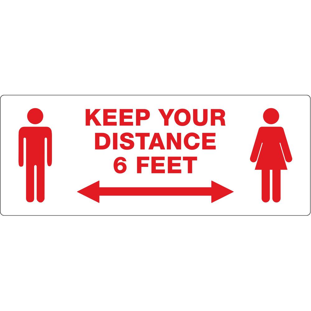 Avery&reg; Surface Safe KEEP YOUR DISTANCE Decals - 15 / Pack - Keep Your Distance Print/Message - Rectangular Shape - Water Resistant, Pre-printed, Chemical Resistant, Abrasion Resistant, Tear Resist. The main picture.