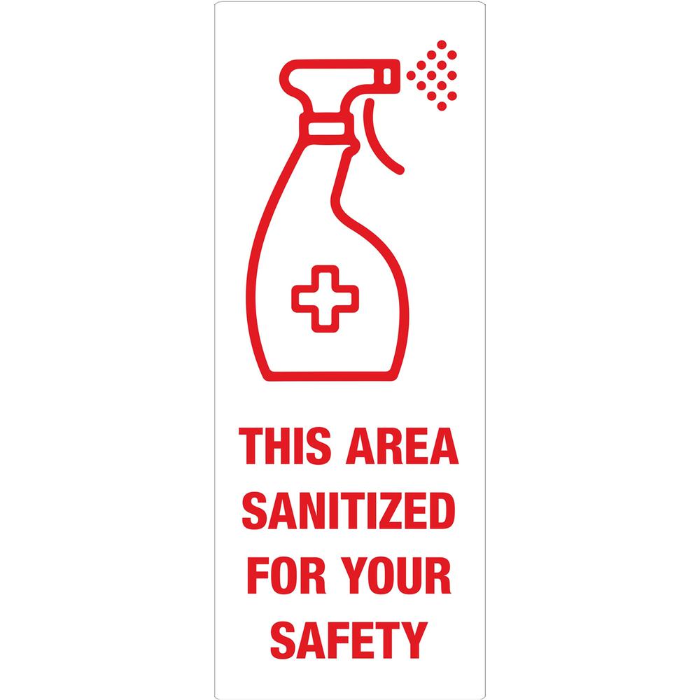 Avery&reg; Surface Safe THIS AREA SANITIZED Decals - 15 / Pack - This Area Sanitized Print/Message - Rectangular Shape - Water Resistant, Pre-printed, Chemical Resistant, Abrasion Resistant, Tear Resi. Picture 1