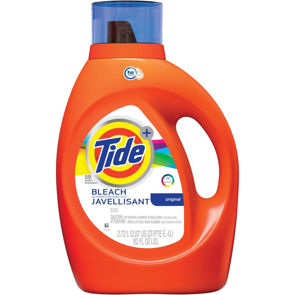 Tide Plus Bleach Liquid Detergent - 92 fl oz (2.9 quart)Bottle - 1 Bottle - Clear. Picture 1