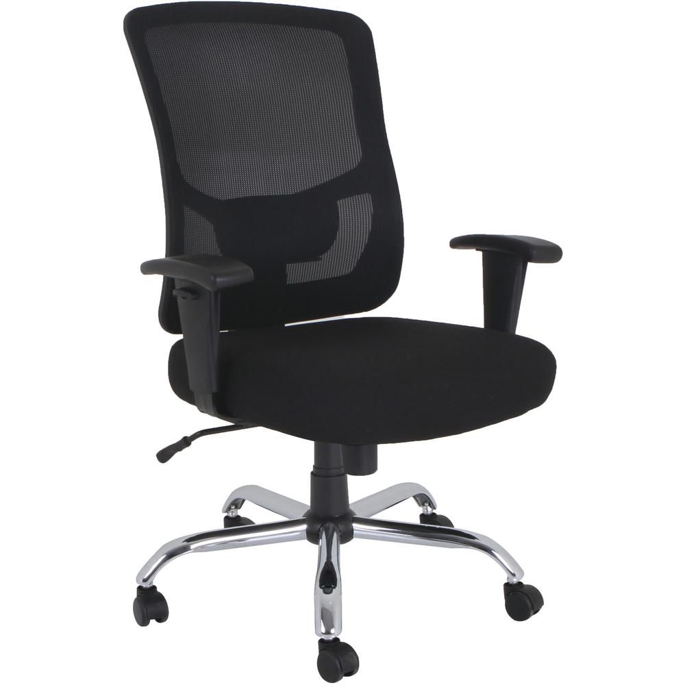 Lorell Big & Tall Mid-back Task Chair - Fabric Seat - Mid Back - 5-star Base - Black - 1 Each. Picture 1