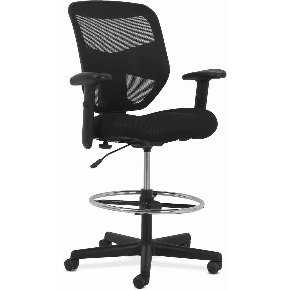 HON Prominent Task Chair - Black Fabric Seat - Black Mesh Back - Black Frame - High Back - Armrest - 1 Each. Picture 1
