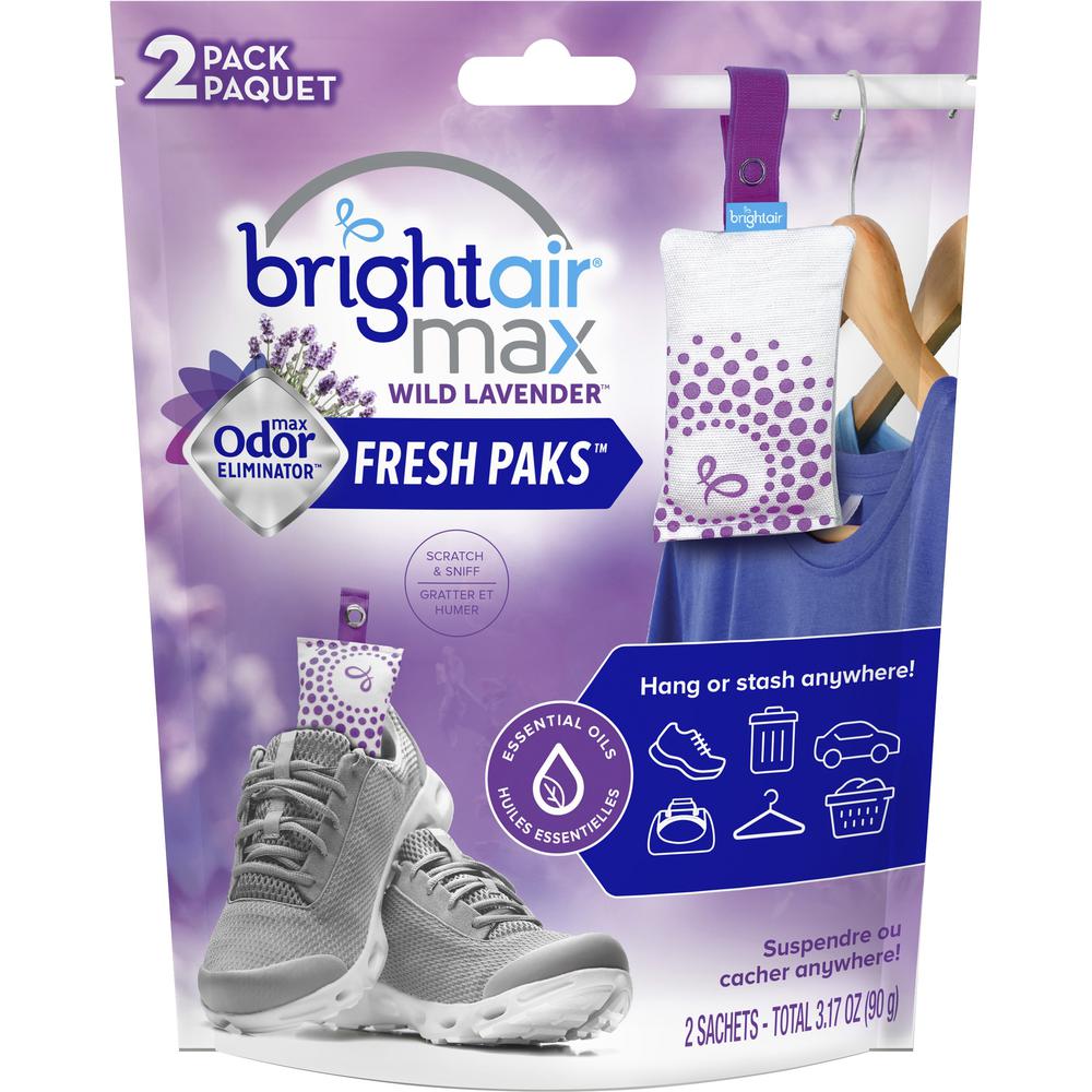 Bright Air Fresh Pak Sachets - Wild Lavender - 2 / Pack - Odor Neutralizer, Phthalate-free, Paraben-free, Formaldehyde-free, NPE-free, BHT Free. Picture 1