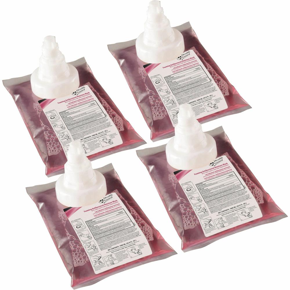 Health Guard Foaming Antibacterial Moisture Wash - Grapefruit ScentFor - 33.8 fl oz (1000 mL) - Kill Germs - Multipurpose - Moisturizing - Antibacterial - Pink - Humectant - 4 / Carton. Picture 1