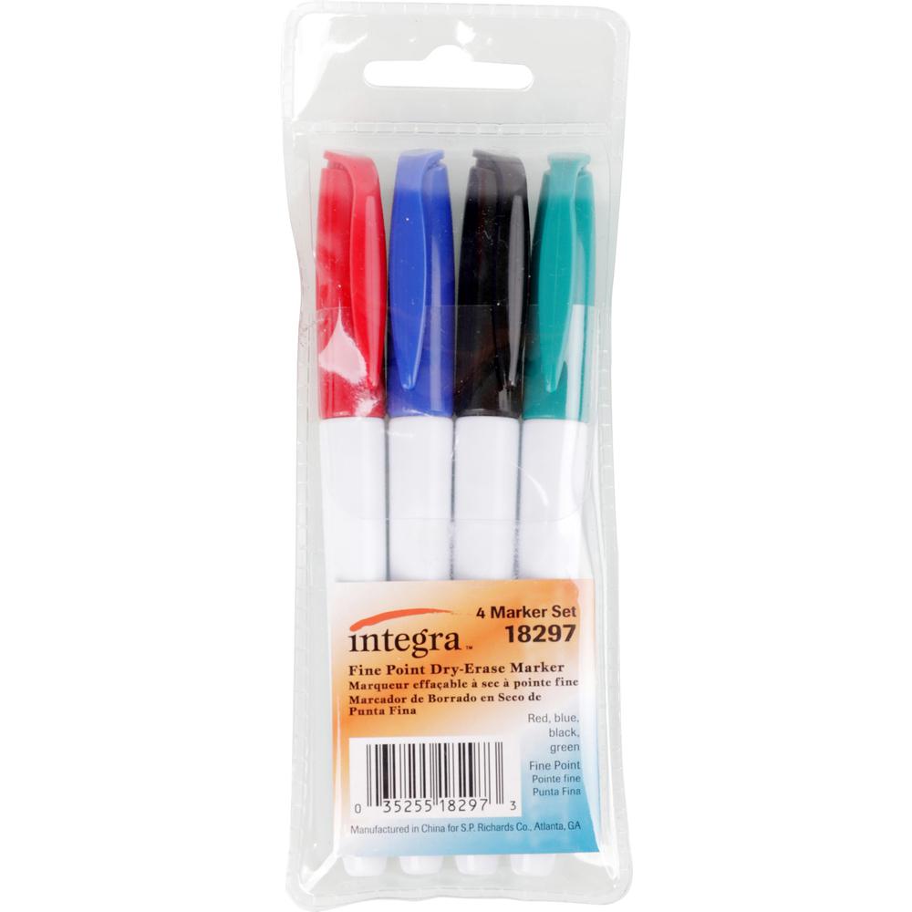 Integra Dry-Erase Markers - Fine Marker Point - Assorted Alcohol Based Ink - 4 / Set. Picture 1
