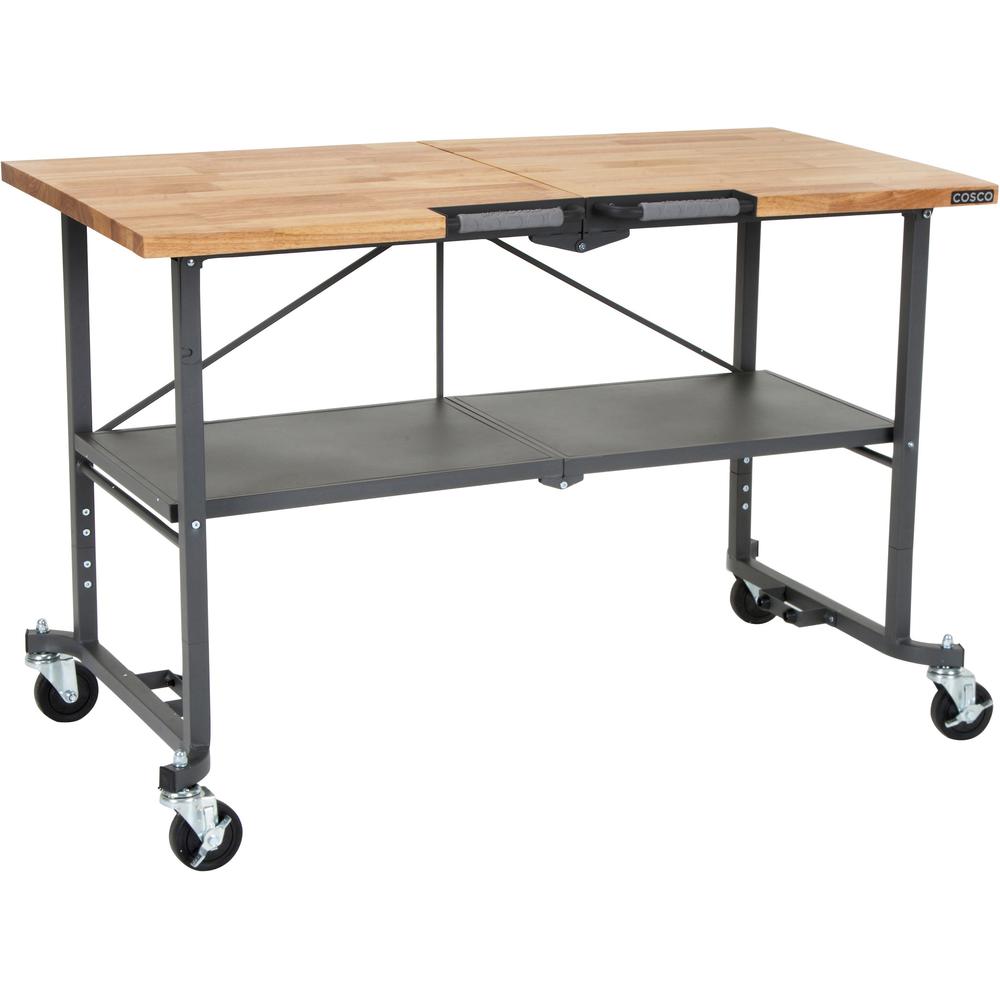 Cosco SmartFold Butcher Block Portable Workbench - 400 lb Capacity - 52" Table Top Width x 34.80" Table Top Depth - 25.50" HeightAssembly Required - Gray - 1 Each. Picture 1