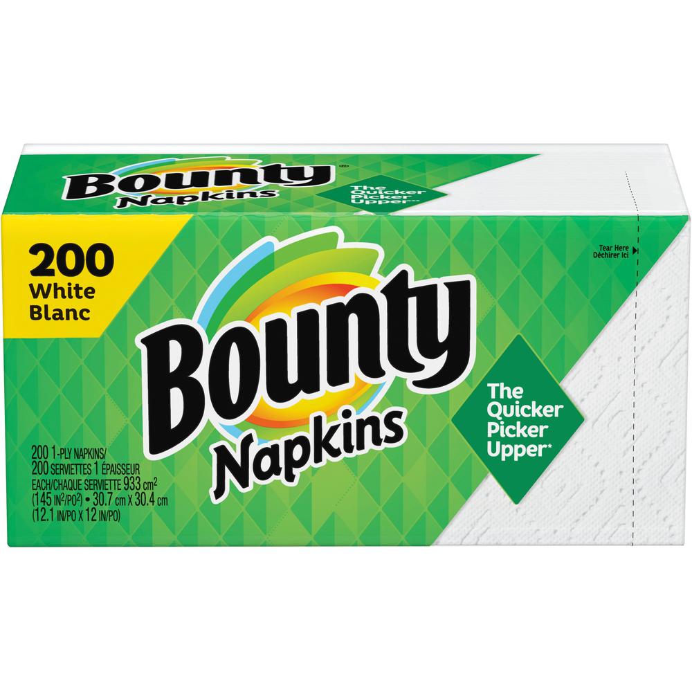 Bounty Quilted Napkins - 1 Ply - 12" x 12" - White - Paper - Quilted, Soft, Absorbent, Strong, Durable - For Food Service, School, Office - 200 / Pack. The main picture.