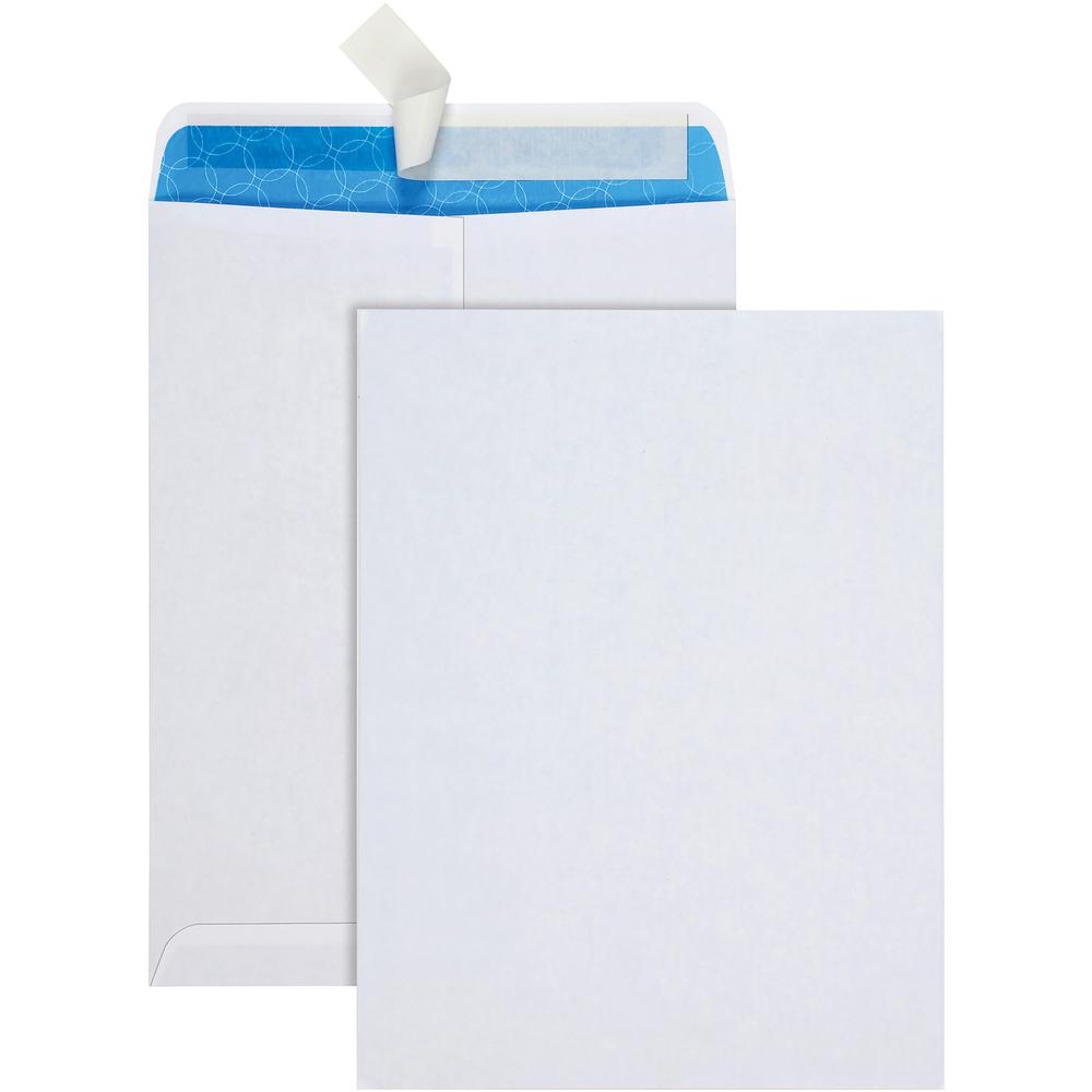 Quality Park 9 x 12 Treated, Security Tinted Catalog Envelopes with Redi-Strip&reg; Closure - Catalog - 9" Width x 12" Length - 28 lb - Flap - 100 / Box - White. Picture 1