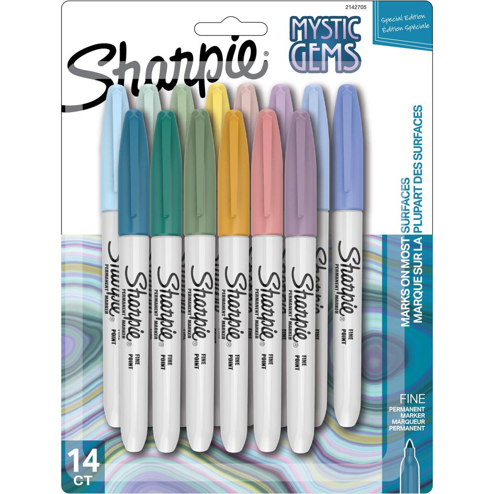 Sharpie Mystic Gems Permanent Markers - Fine Marker Point - Multi - 14 / Pack. Picture 1