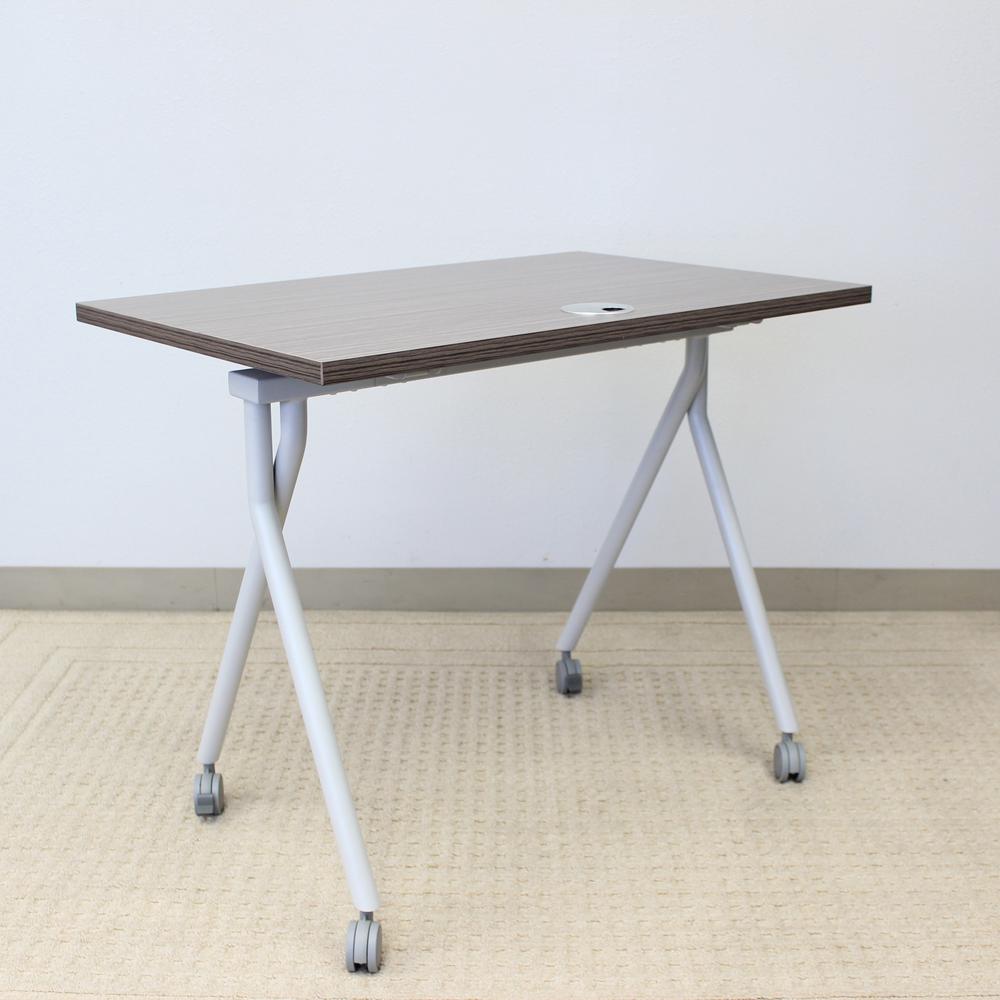 Boss Flip Top Training Table - Driftwood Rectangle Top - Four Leg Base - 4 Legs x 36" Table Top Width x 24" Table Top Depth - 29.50" Height - Wood Top Material. Picture 1