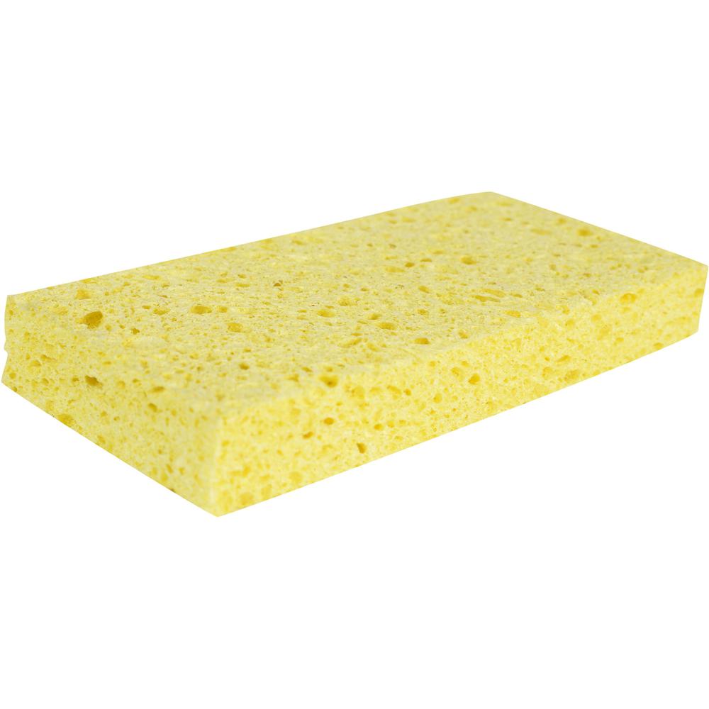 Genuine Joe Cellulose Sponges - 6" Height x 3.7" Width x 1.6" Thickness - 24/Carton - Cellulose - Yellow. Picture 1