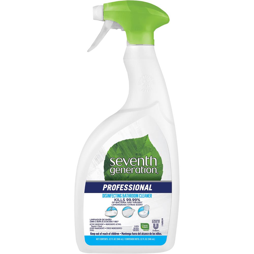 Seventh Generation Professional Disinfecting Bath Spray - Spray - 32 fl oz (1 quart) - Lemon Citrus ScentSpray Bottle - 1 Each - White. The main picture.