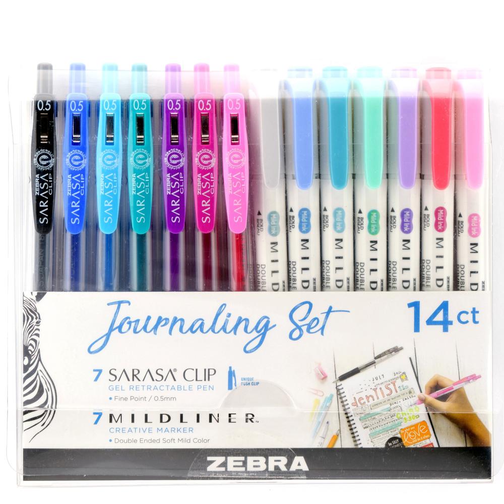 Zebra Journaling Set Mildliner & Sarasa Clip Gel Pen and Highlighter Set - 1 mm Pen Point Size - Bullet, Chisel Marker Point Style - Multi Gel-based Ink - 14 / Pack. Picture 1
