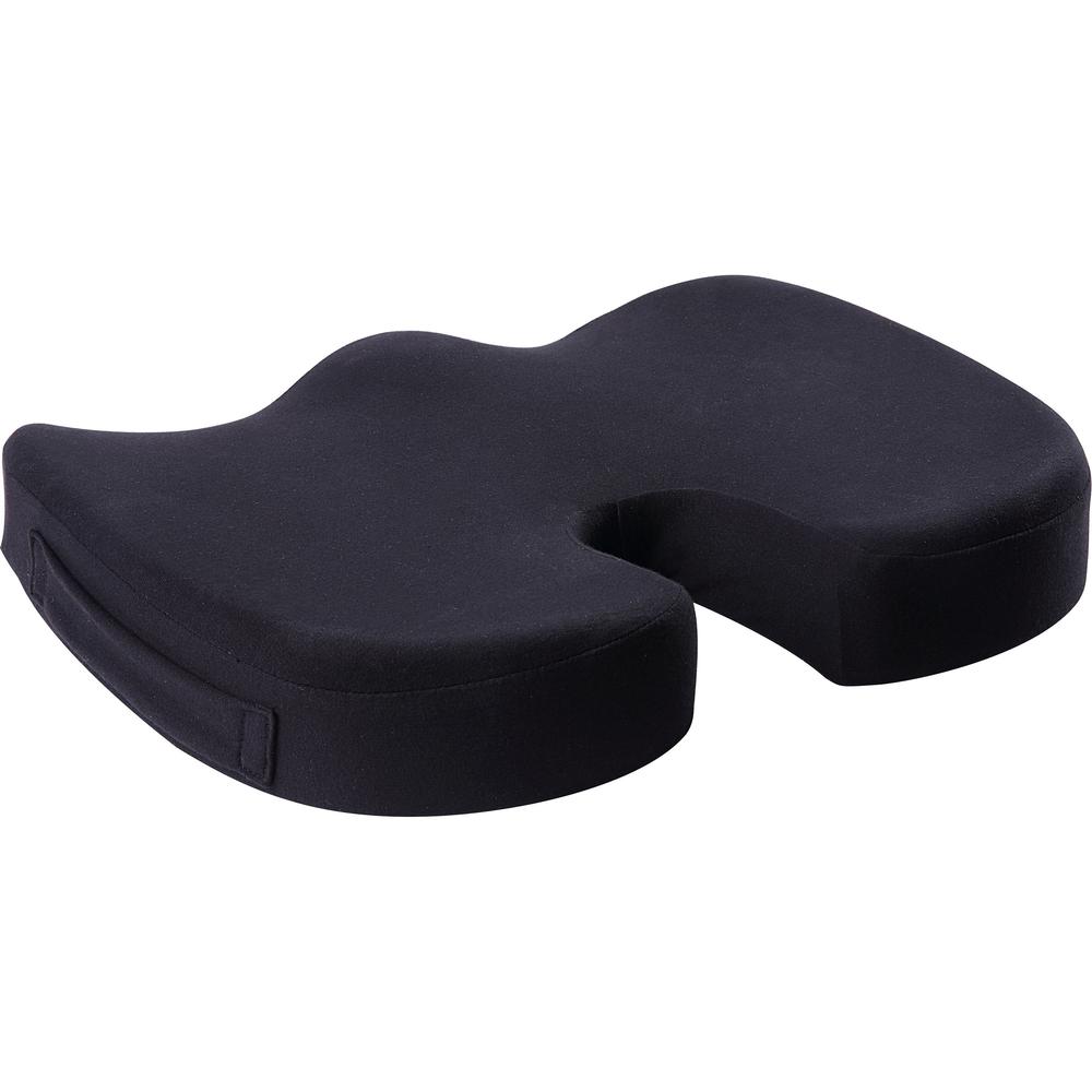 Lorell Butterfly-Shaped Seat Cushion - 17.50" x 15.50" - Fabric, Memory Foam, Silicone - Butterfly - Comfortable, Ergonomic Design, Durable, Machine Washable, Zippered, Anti-slip - Black - 1Each. The main picture.