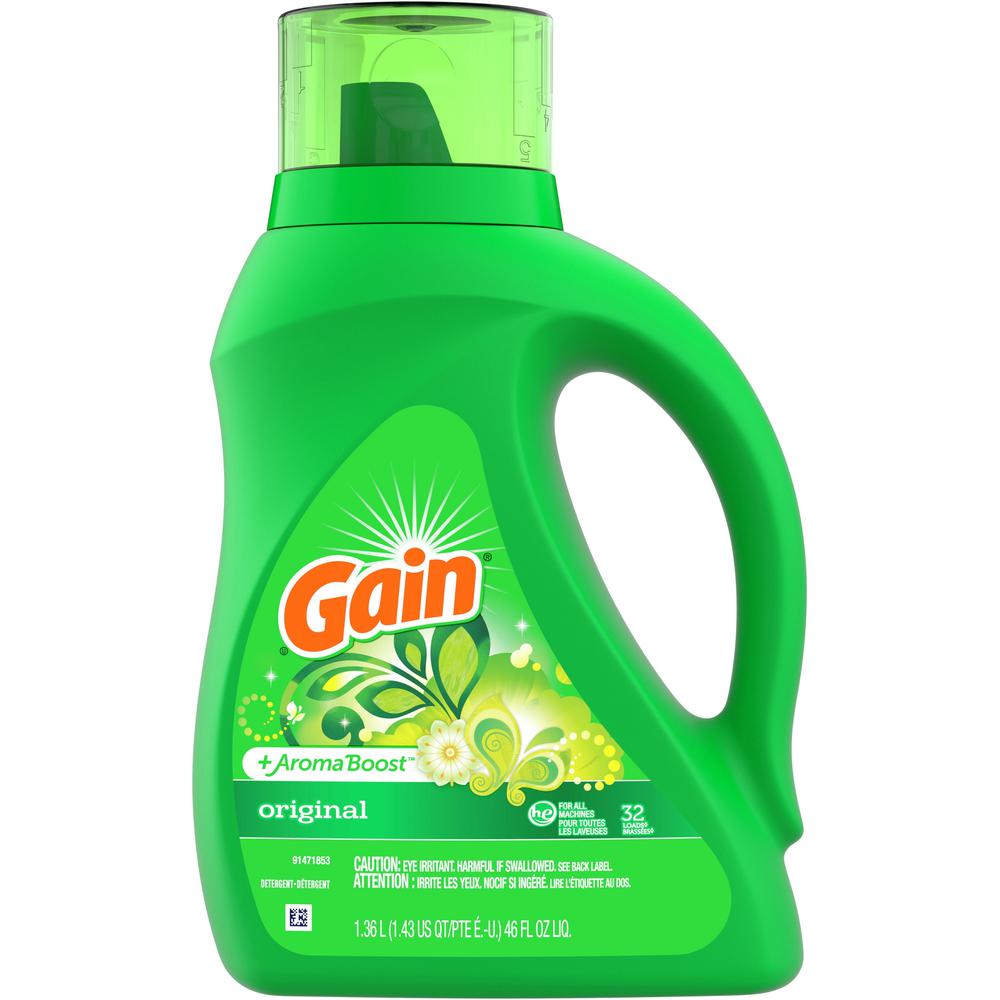 Gain Detergent With Aroma Boost - Liquid - 46 fl oz (1.4 quart) - Original Scent - 1 Bottle - Green. The main picture.