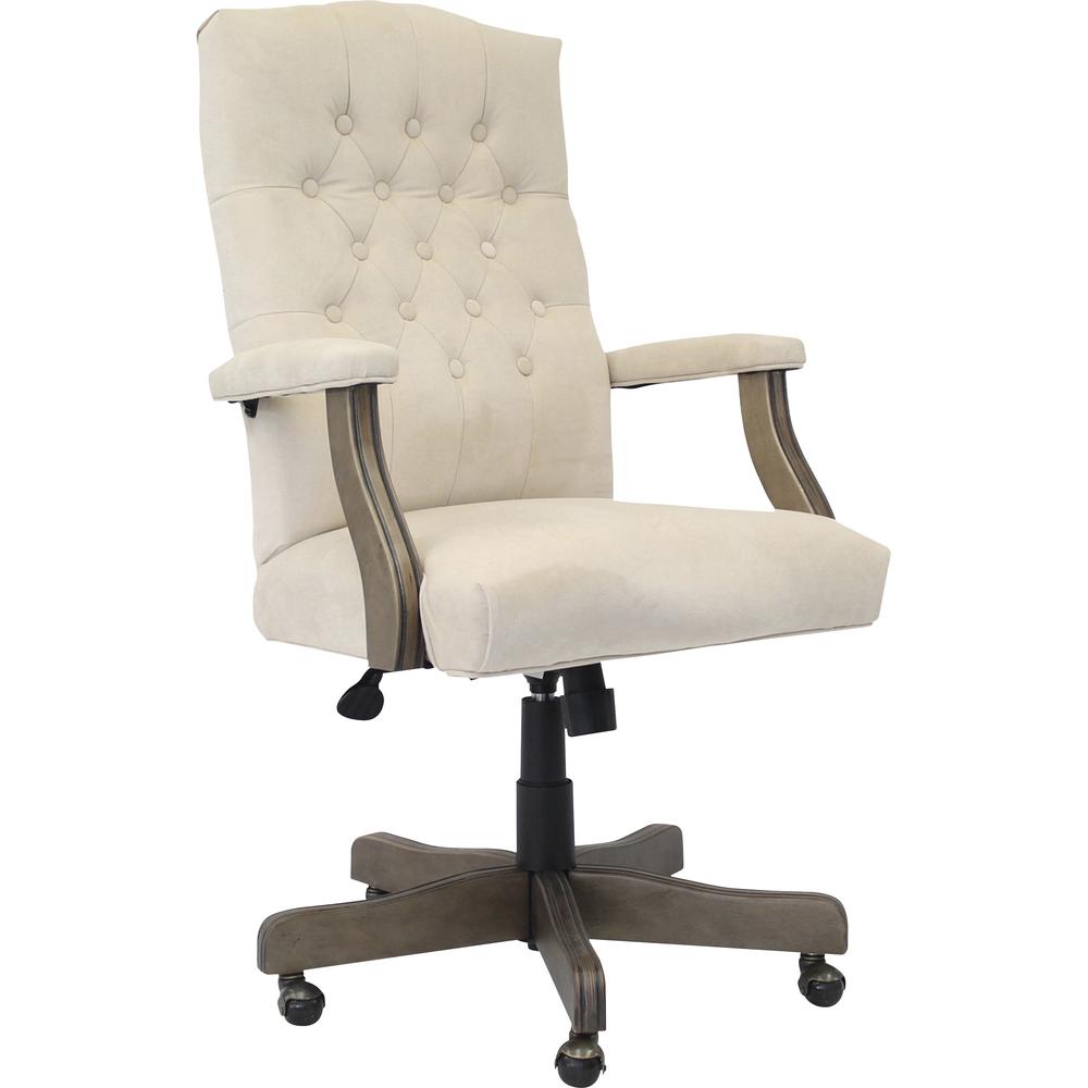 Boss Executive Commercial Linen Chair - Champagne Velvet, Linen Seat - Champagne Velvet, Linen Back - Driftwood Frame - Mid Back - 5-star Base - Armrest - 1 Each. Picture 1