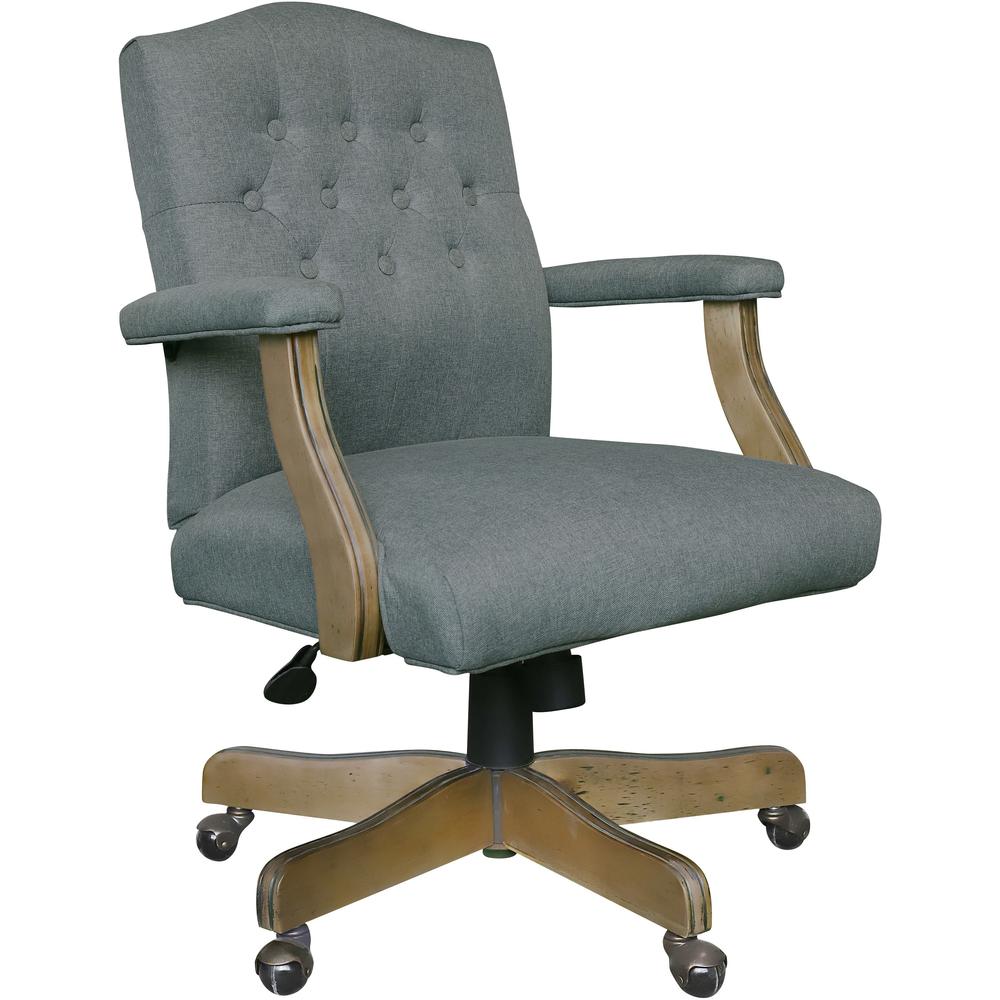 Boss Executive Commercial Linen Chair - Gray Linen Seat - Gray Linen Back - Driftwood Frame - Mid Back - 5-star Base - Armrest - 1 / Each. Picture 1