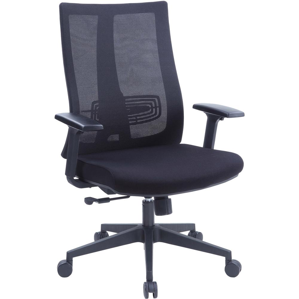 Lorell High-Back Molded Seat Chair - Fabric Seat - High Back - 5-star Base - Black - Armrest - 1 Each. The main picture.