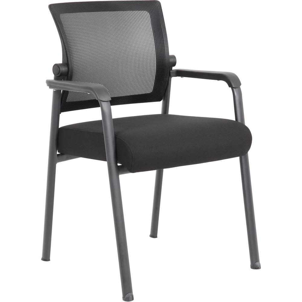 Boss Mesh 4-Legged Guest Chair - Black Seat - Black Mesh Back - Tubular Steel Frame - Four-legged Base - 1 / Carton. Picture 1
