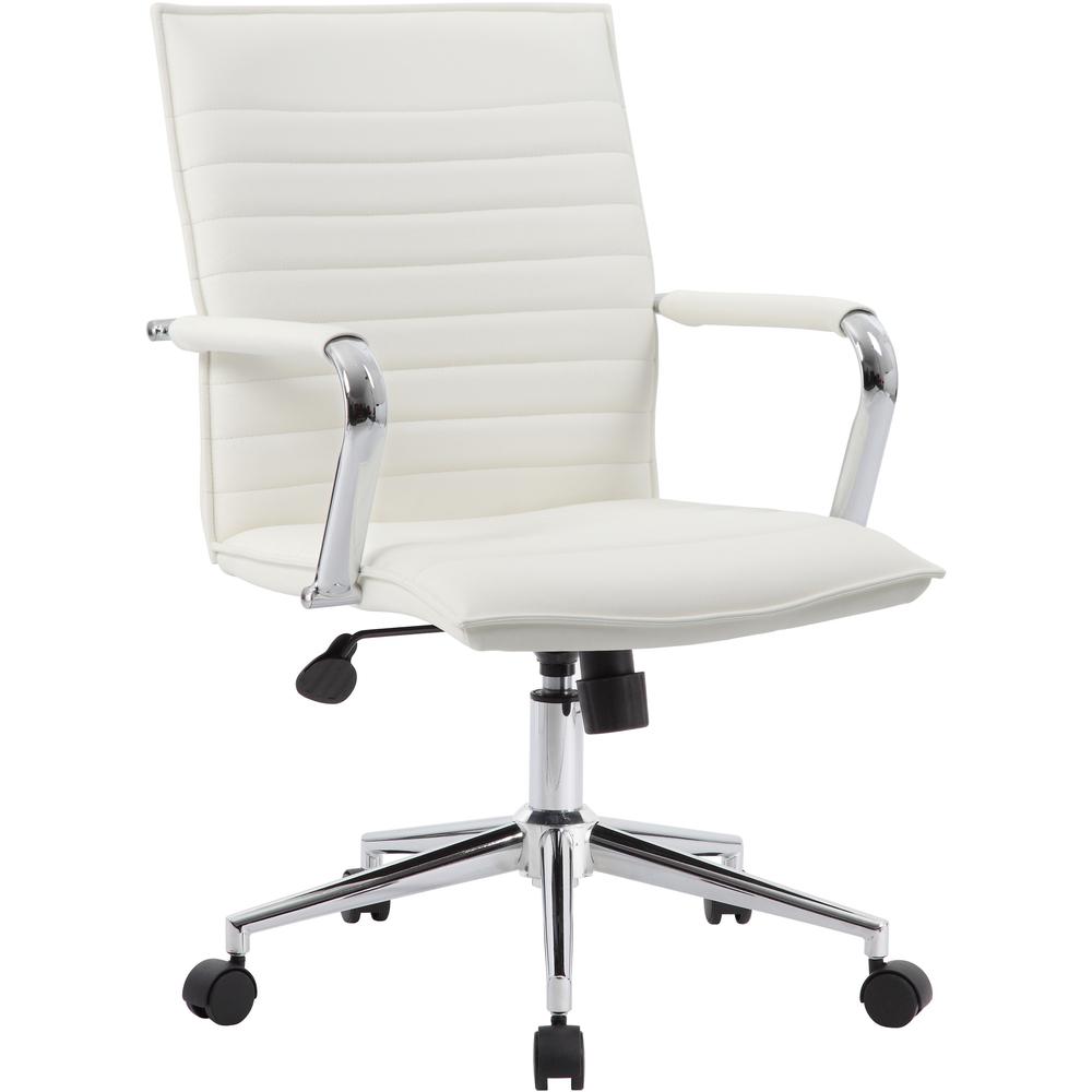 Boss Hospitality Task Chair w/ Arms - White Vinyl Seat - White Vinyl Back - 5-star Base - Armrest - 1 / Carton. The main picture.