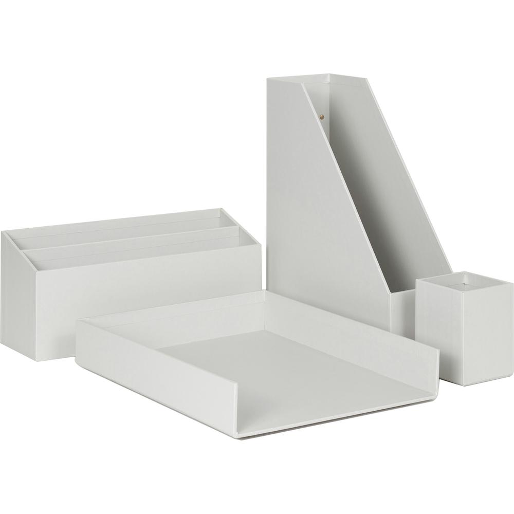 U Brands 4 Piece Desk Organization Kit - 4.1" Height x 9.8" Width12" Length - Desktop - Sturdy, Lightweight - Chipboard, Paper - 1 Each. Picture 1