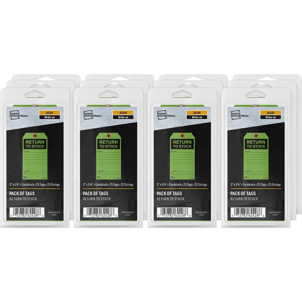 Avery&reg; RETURN TO STOCK Preprinted Inventory Tags - 5.75" Length x 3" Width - Rectangular - 12 / Carton - Card Stock - Green. Picture 1