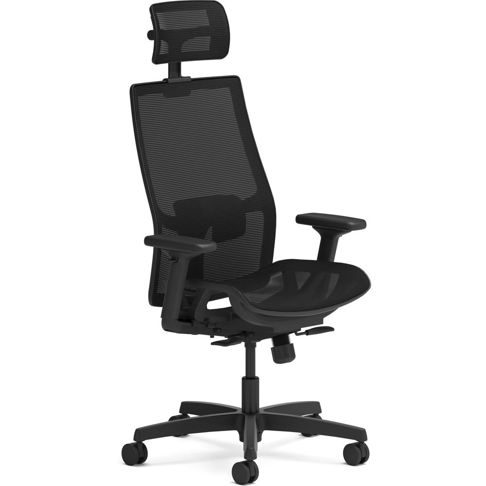 HON Ignition 2.0 Mid-back Task Chair with Headrest - Black Mesh Seat - Fog Mesh Back - Mid Back - Black - Armrest - 1 Each. The main picture.
