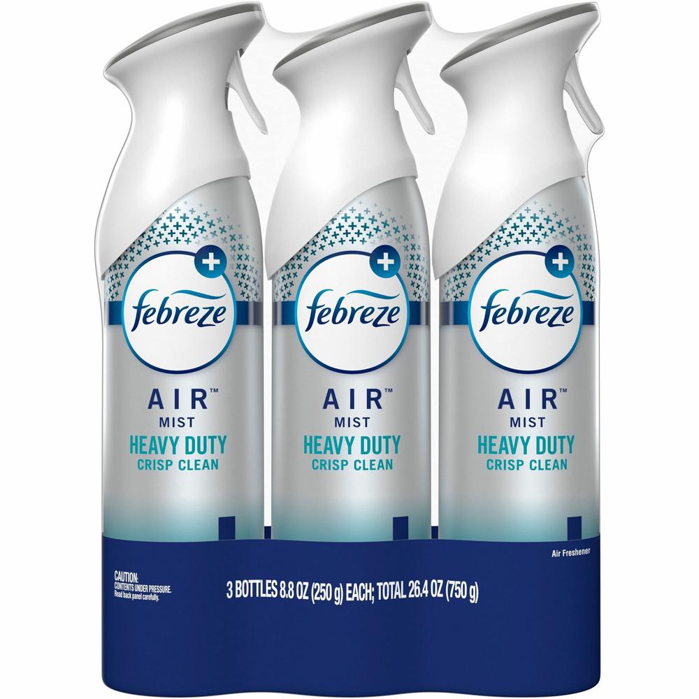 Febreze Air Freshener Spray - Spray - 8.8 fl oz (0.3 quart) - Crisp Clean - 3 / Pack - Odor Neutralizer, VOC-free, Heavy Duty. Picture 1