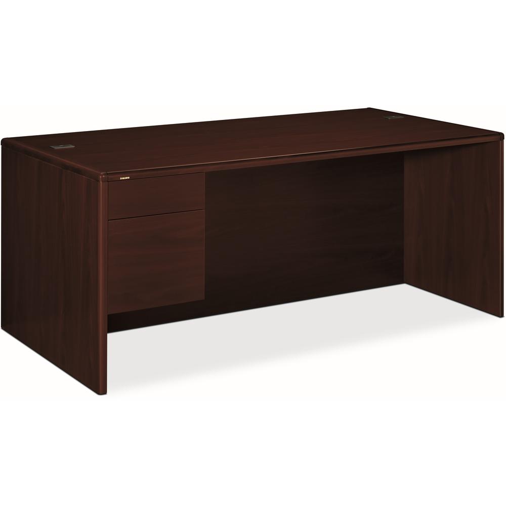 HON 10700 H10786L Pedestal Credenza - 72" x 36" x 29.5" - 2 x Box Drawer(s), File Drawer(s)Left Side - Waterfall Edge - Finish: Mahogany. Picture 1