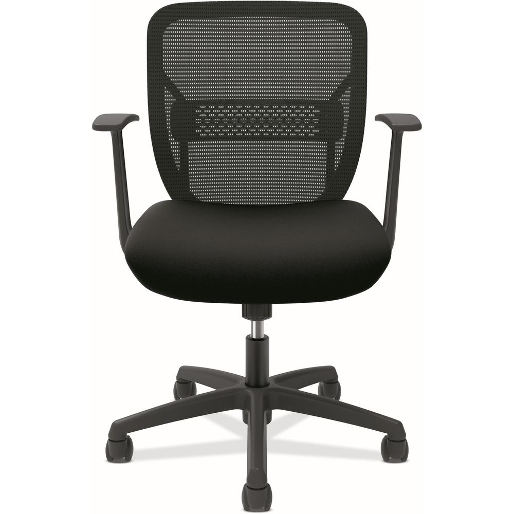 HON Gateway Chair - Fabric Seat - Black Mesh Back - Black Frame - Black - Armrest. Picture 1