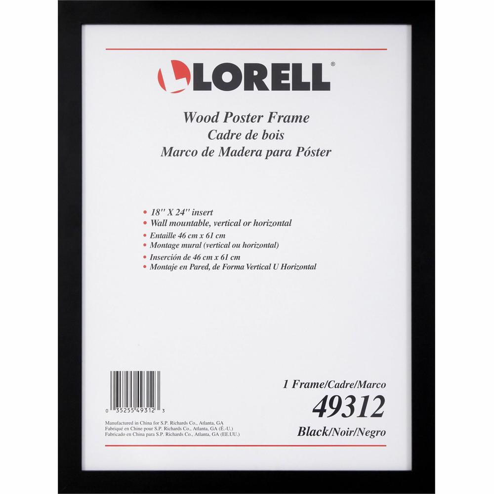 Lorell Wide Frame - 18" Frame Size - Rectangle - Horizontal, Vertical - 1 Pack - Black. Picture 1