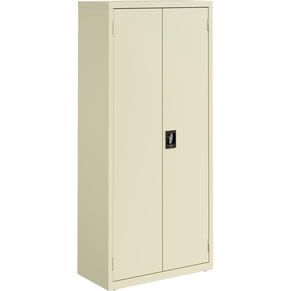 Lorell Fortress Series Slimline Storage Cabinet - 30" x 15" x 66" - 4 x Shelf(ves) - 720 lb Load Capacity - Durable, Welded, Nonporous Surface, Recessed Handle, Removable Lock, Locking System - Putty . Picture 1