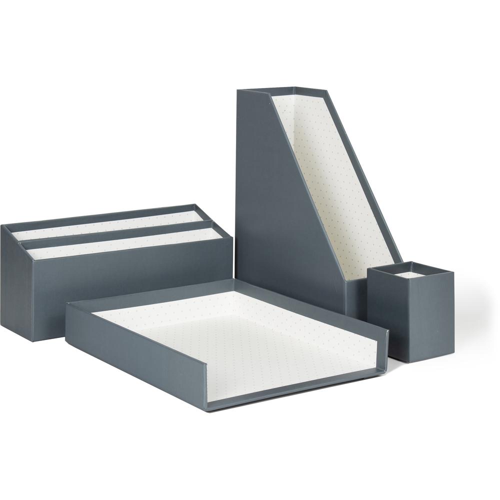 U Brands Paper Wrapped Desk Organization Kit - Desktop - Sturdy, Lightweight - Gray - Chipboard - 1 Each. Picture 1