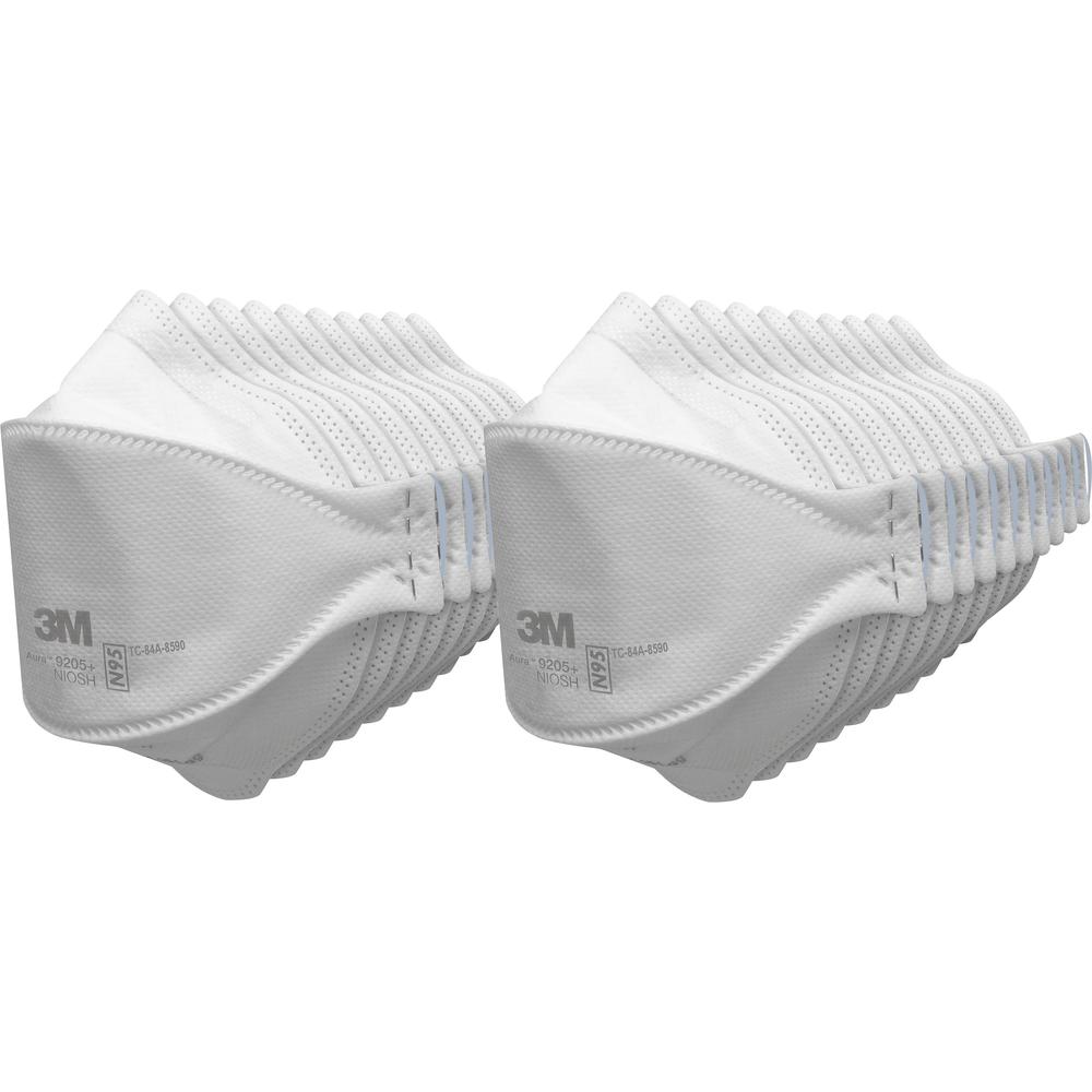 3M Aura N95 Particulate Respirator 9205 - Recommended for: Face - Lightweight, Soft, Comfortable, Adjustable Nose Clip, Disposable, Advanced Electret Media - Adult Size - Airborne Particle, Dust, Cont. Picture 1