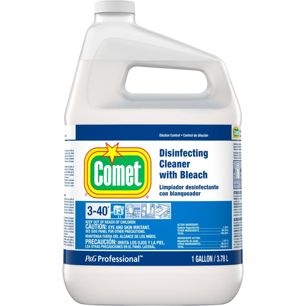 Comet Disinfecting Cleaner With Bleach - Concentrate Liquid - 128 fl oz (4 quart) - 3 / Carton - Clear. Picture 1