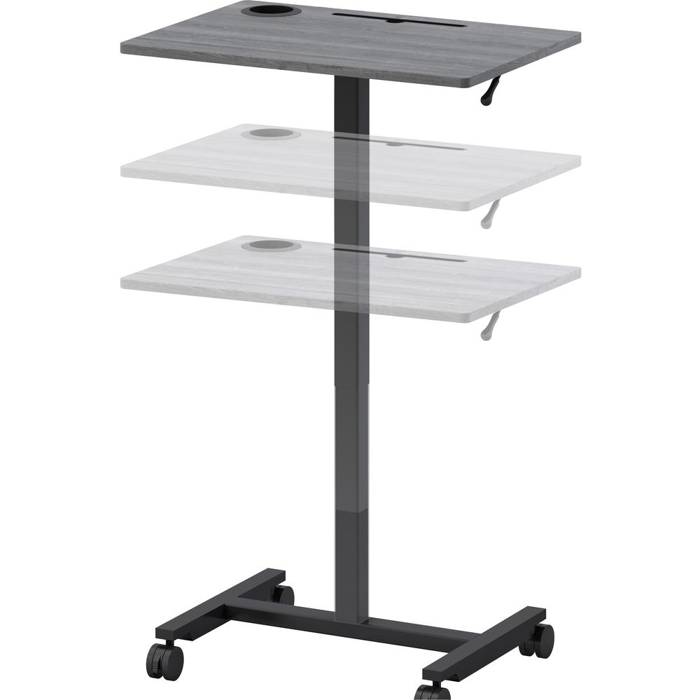 Lorell Height-adjustable Mobile Desk - Weathered Charcoal Laminate Top - Powder Coated Base - 43" Height x 26.63" Width x 19.13" Depth - Assembly Required. Picture 1