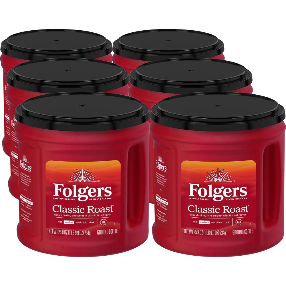 Folgers&reg; Ground Classic Roast Coffee - Medium - 25.9 oz - 6 / Carton. Picture 1