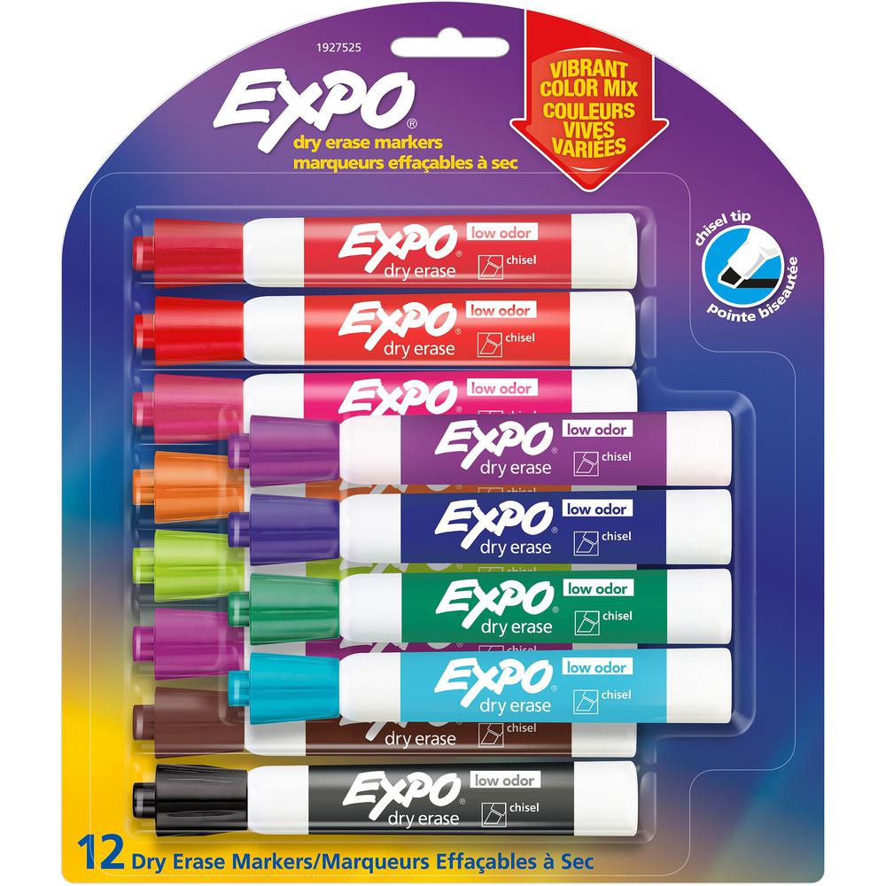 Expo Low-Odor Dry Erase Chisel Tip Markers - Medium, Broad Marker Point - Chisel Marker Point Style - 12 / Pack. Picture 1