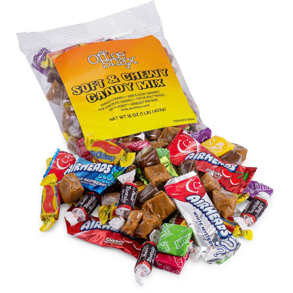 Office Snax Soft & Chewy Mix Assorted Candy - Assorted - Individually Wrapped - 16 oz - 1 Each. Picture 1
