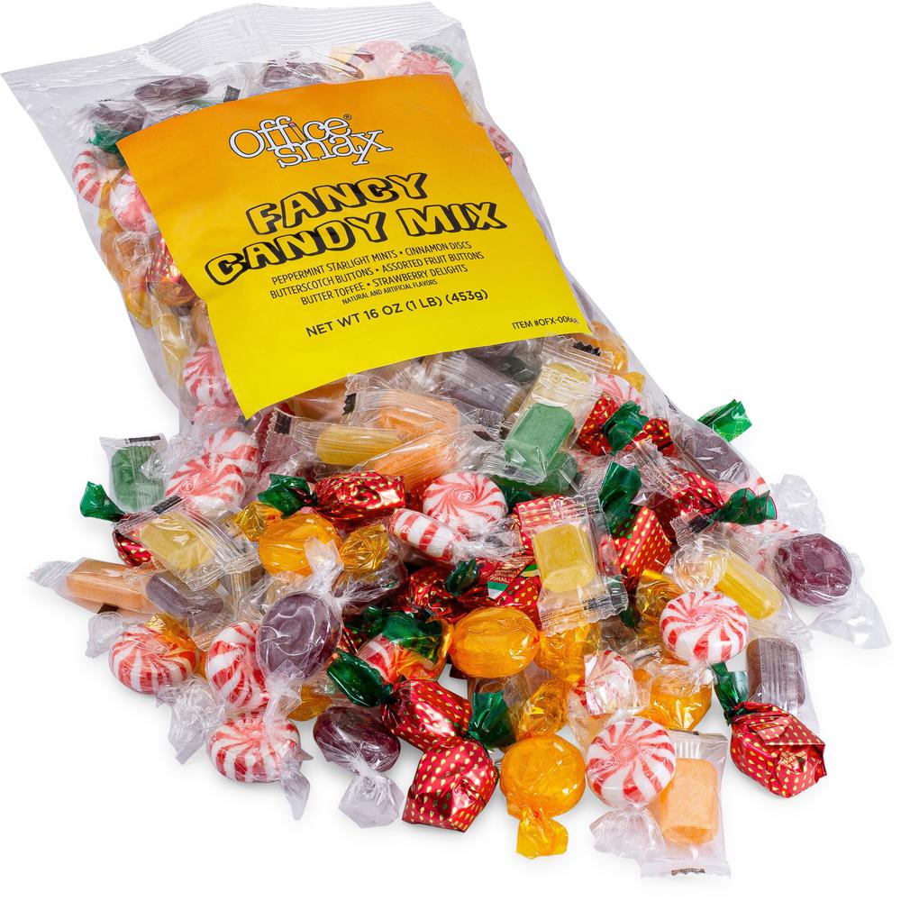 Office Snax Fancy Mix Hard Candies - Assorted - Individually Wrapped - 16 oz - 1 Each. Picture 1