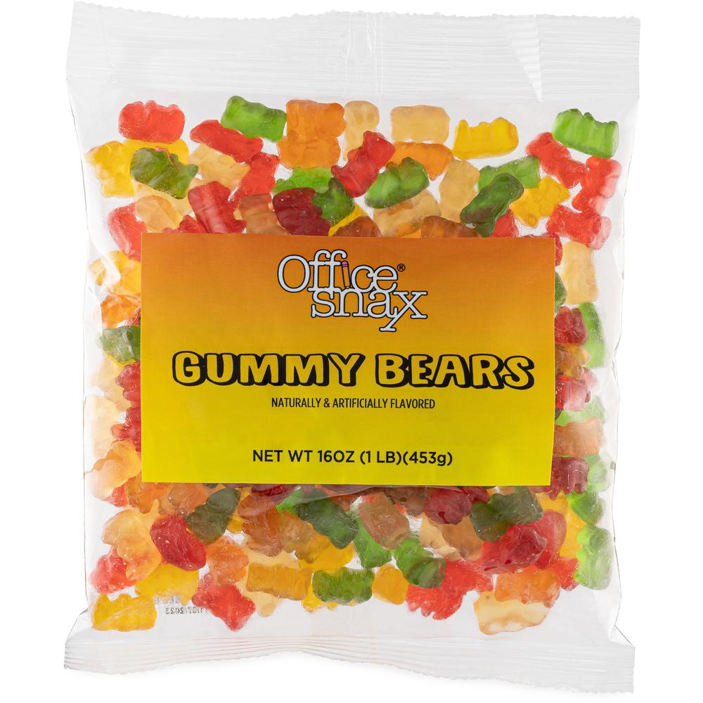Office Snax Gummy Bears Candy - Assorted - 16 oz - 1 Each. Picture 1
