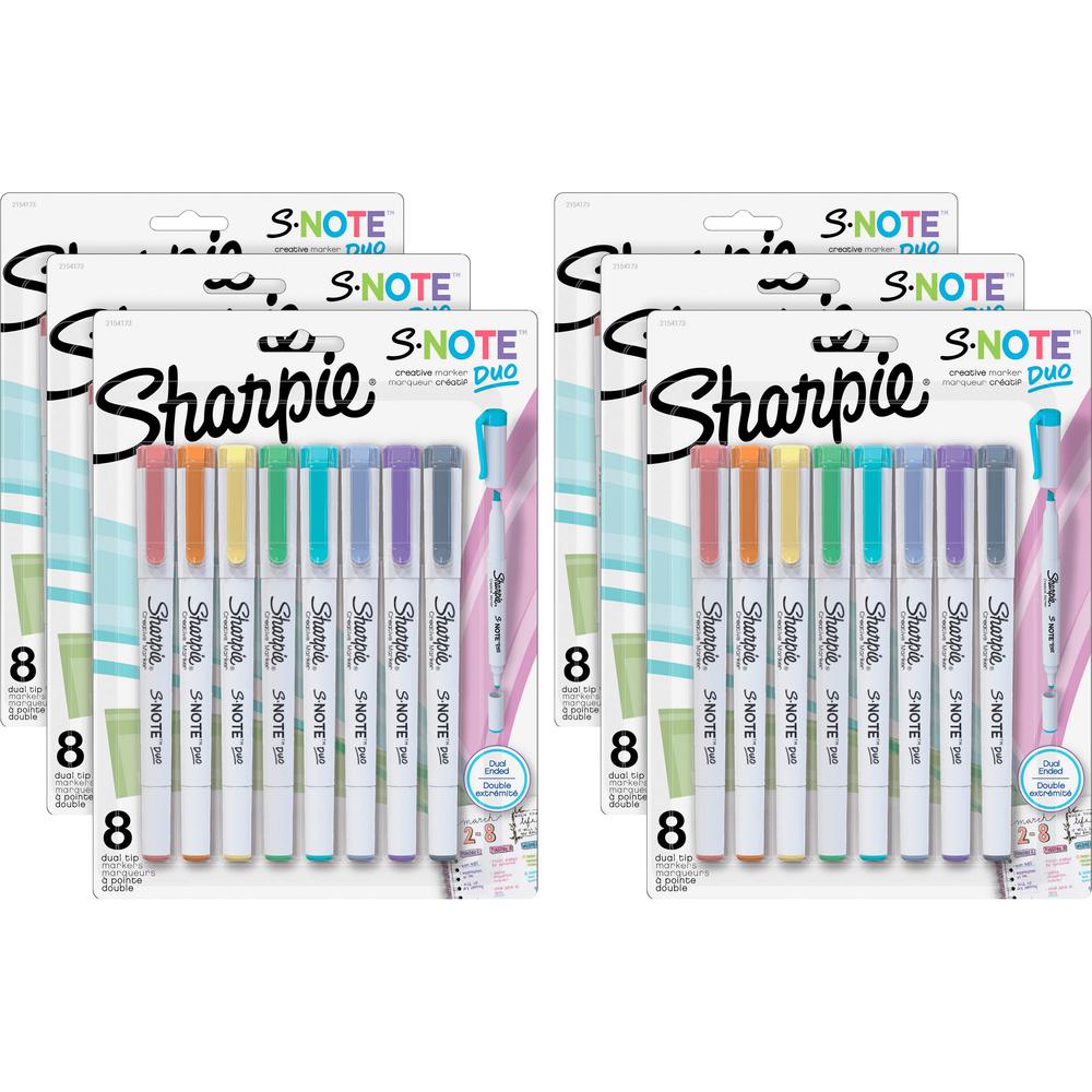 SHARPIE S-Note Creative Markers Highlighters | Assorted Colors | Chisel Tip  | 6 Count