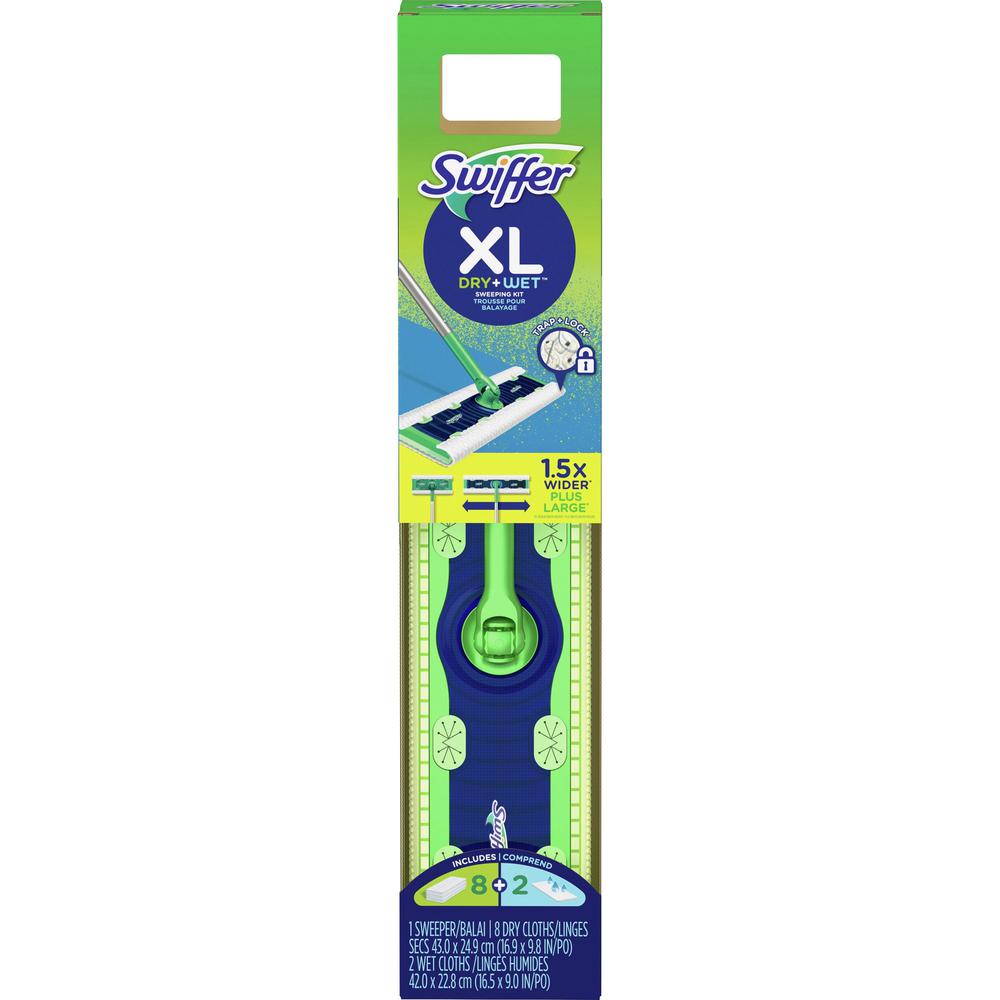 Swiffer XL Dry+Wet Sweeping Kit - 1 Carton - Blue, Green. Picture 1
