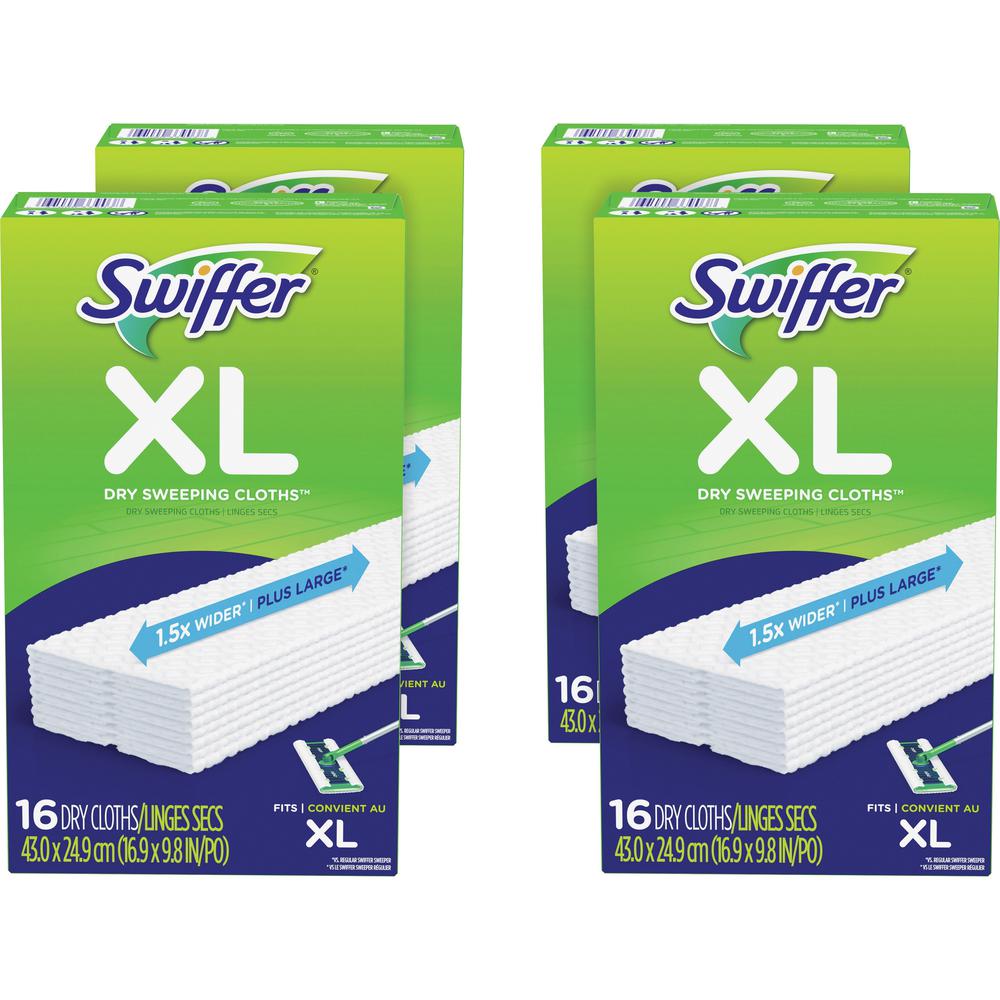 Swiffer Sweeper XL Dry Sweeping Cloths - X-Large - White - 16 Per Box - 4 / Carton. Picture 1
